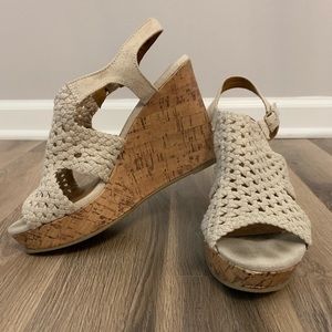Cream Knit Wedges